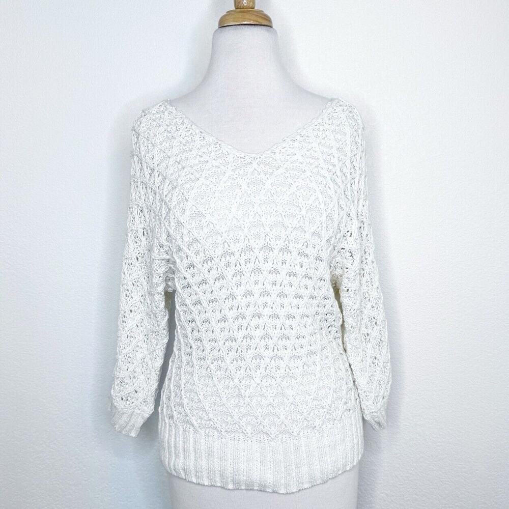 Nine West Vintage America Womens Knit Sweater Size M Ivory Boho Cottagecore Y2K